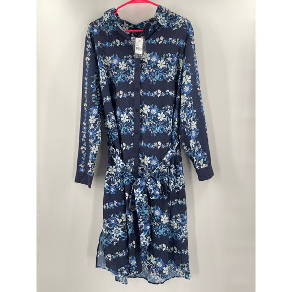LANE BRYANT Dress Size 16 Button Down Blue Floral Knee Length NWT Plus Curvy - Picture 16 of 16